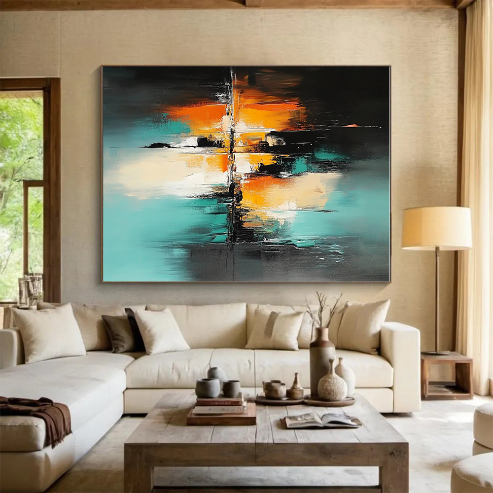 Colorful Reflection Abstract Painting with Dark and Bright Tones GER720