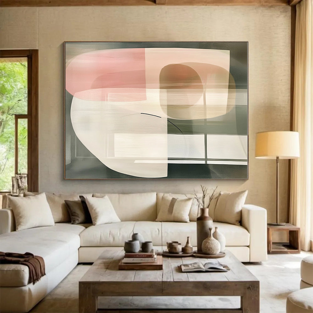 Transparent Shapes Abstract Painting with Subtle Lines GER746