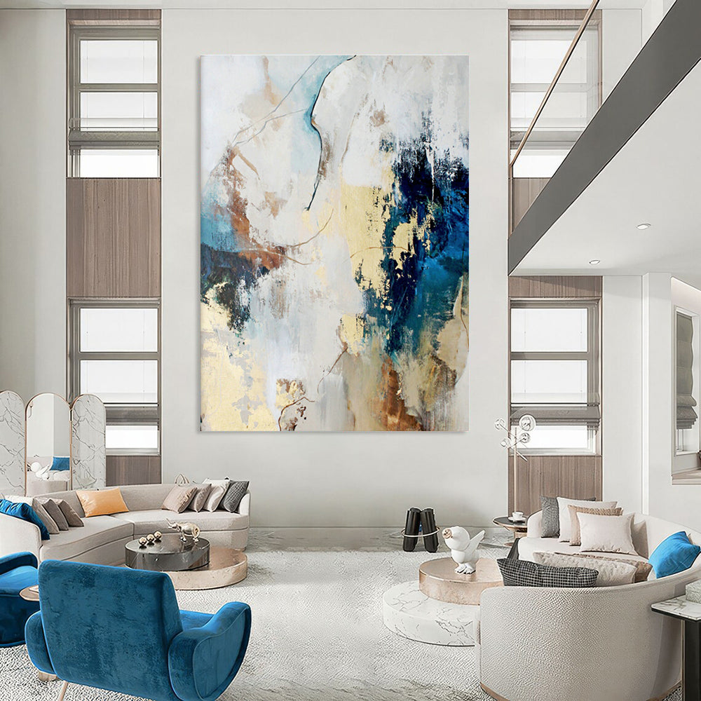 Large-Scale Custom Abstract Canvas for Entryway & Dining Room DLZ1025