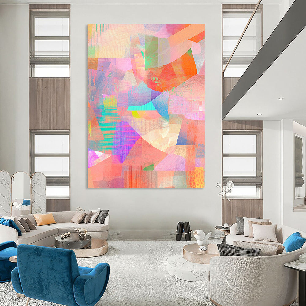 Abstract artwork in pastel colors featuring intricate textures and patterns with feminine hues and a soft pink palette for a vibrant aesthetic.STSC477