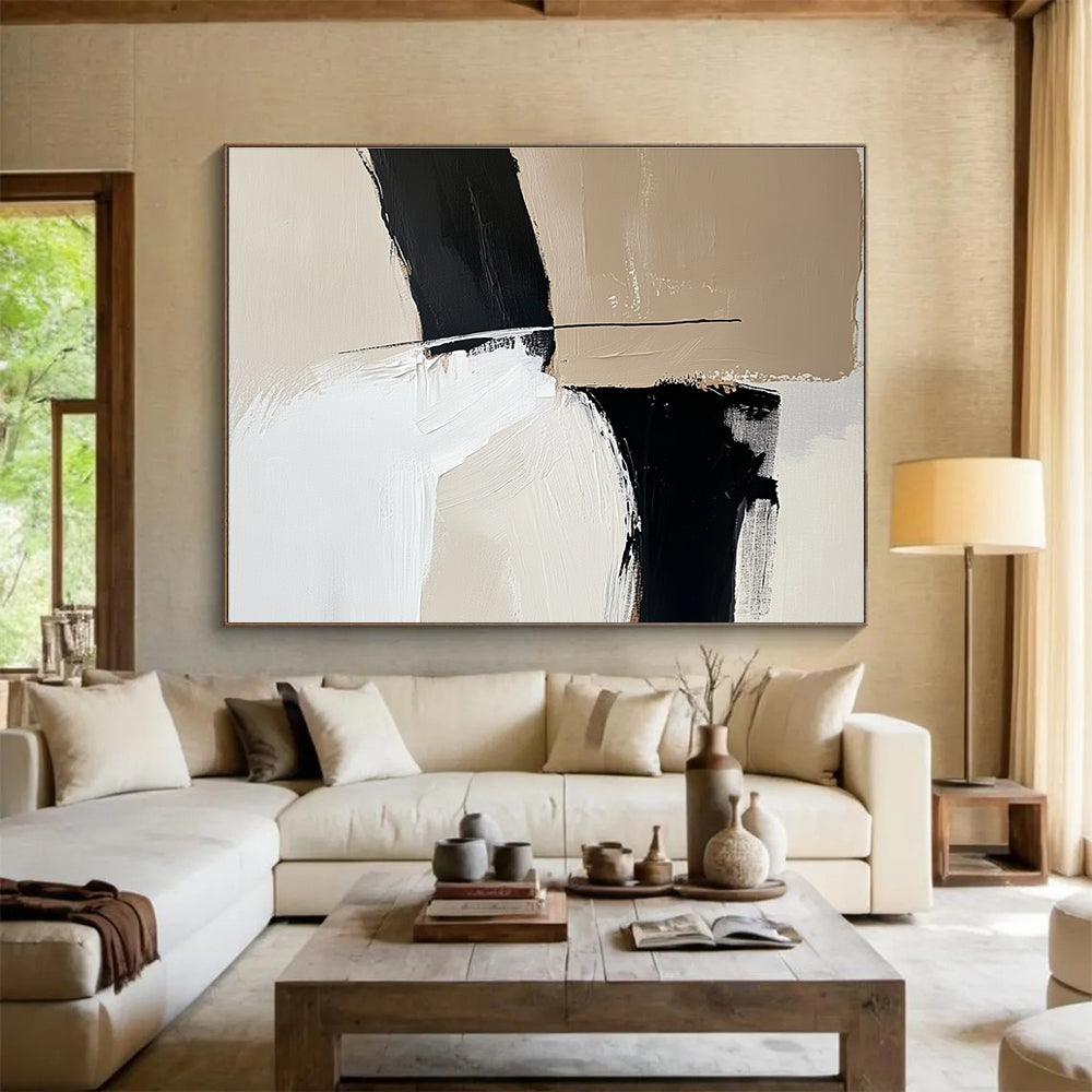 Monochromatic Geometric Shapes Abstract Painting DYP092