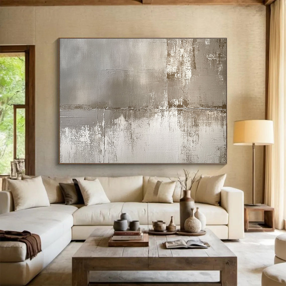 Gray Beige Textured - Industrial Abstract Painting DYP037