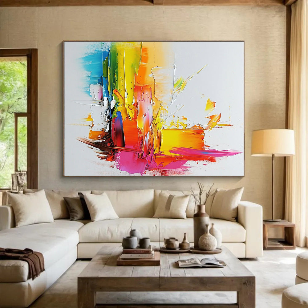 Multicolor Abstract Painting with Thick Textures GER715