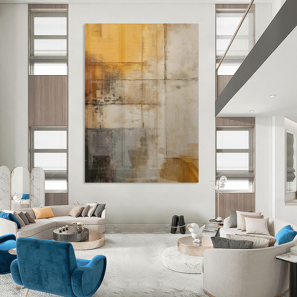 Extra-large Custom Hand-Painted Abstract Canvas for Dining Room Buffet Area and Cottage Office Nook Wall DLZ1954