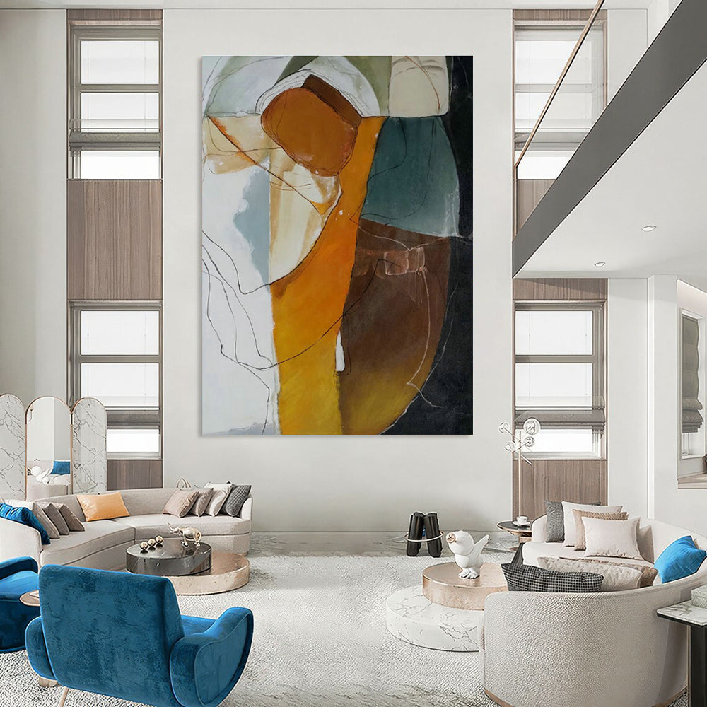 Giant Custom Hand - Painted Abstract Art for Living Room Media Walls & Office Collaboration Zones DLZ0609