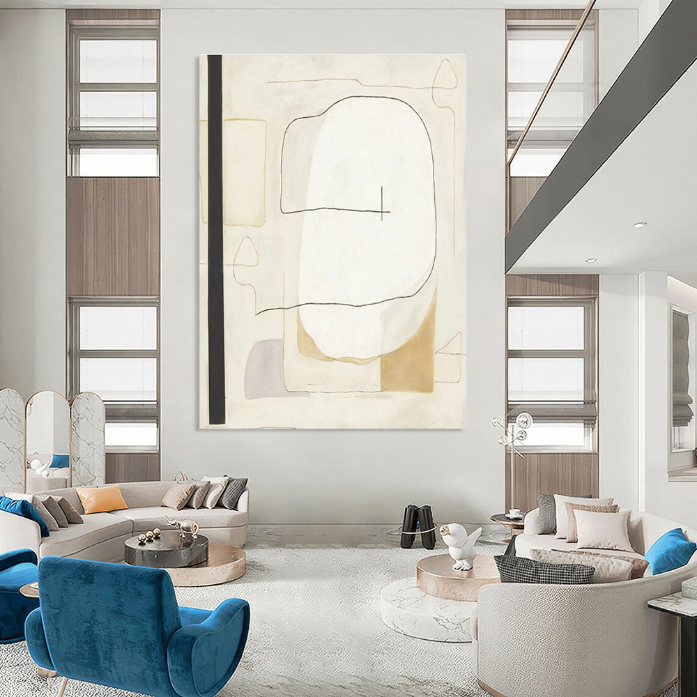 Beige Grey Minimalist Abstract Painting ADGE025