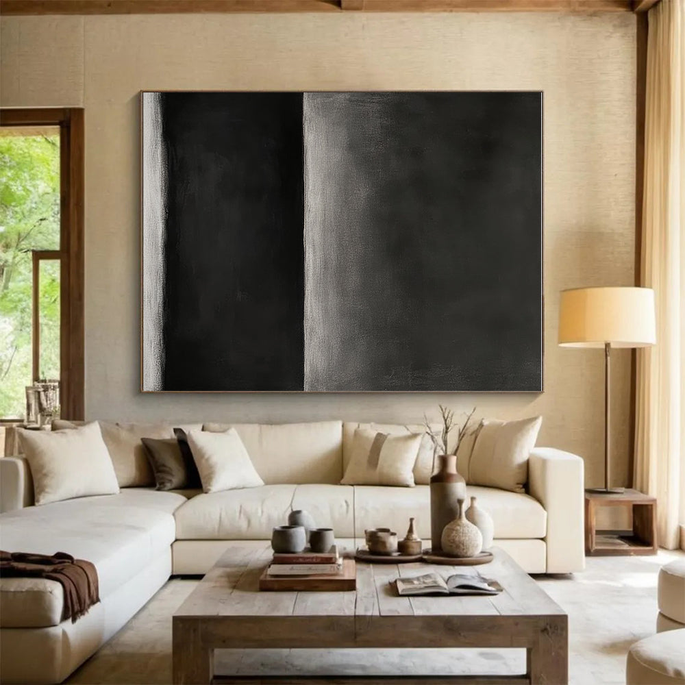 Black and Gray Gradient Abstract Painting with Subtle Transitions GER163