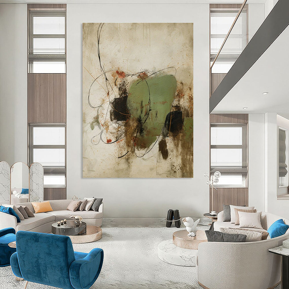 Abstract Hand - Painted Art for Entryway Grand Staircase Baluster Caps & Office Boardroom Table Center Inlays DLZ0893