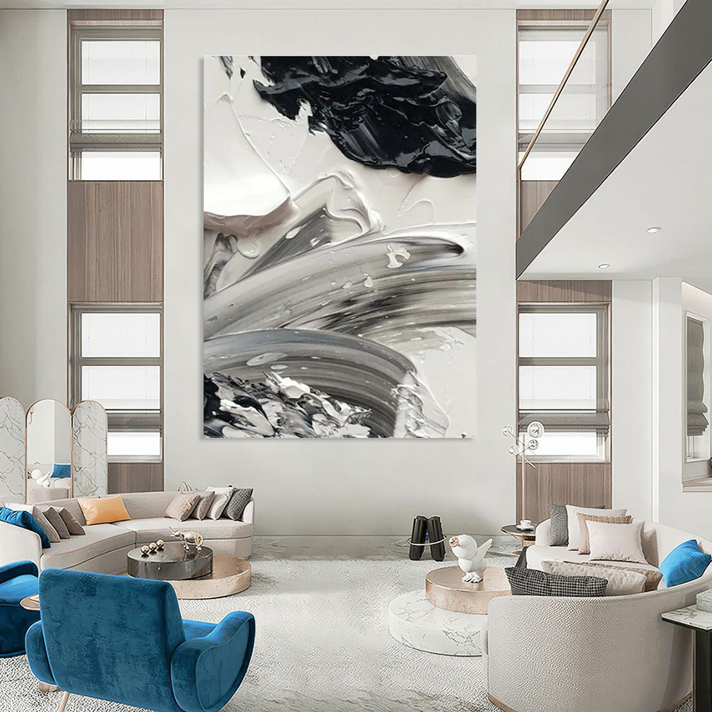 High - Contrast Impasto Detail Abstract Painting with Bold Textures ADGE445