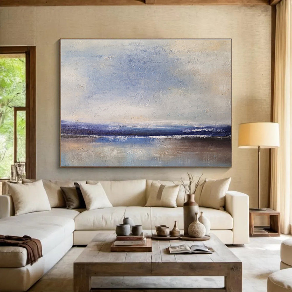 Blue Grey Serene Sea Abstract Painting THY036