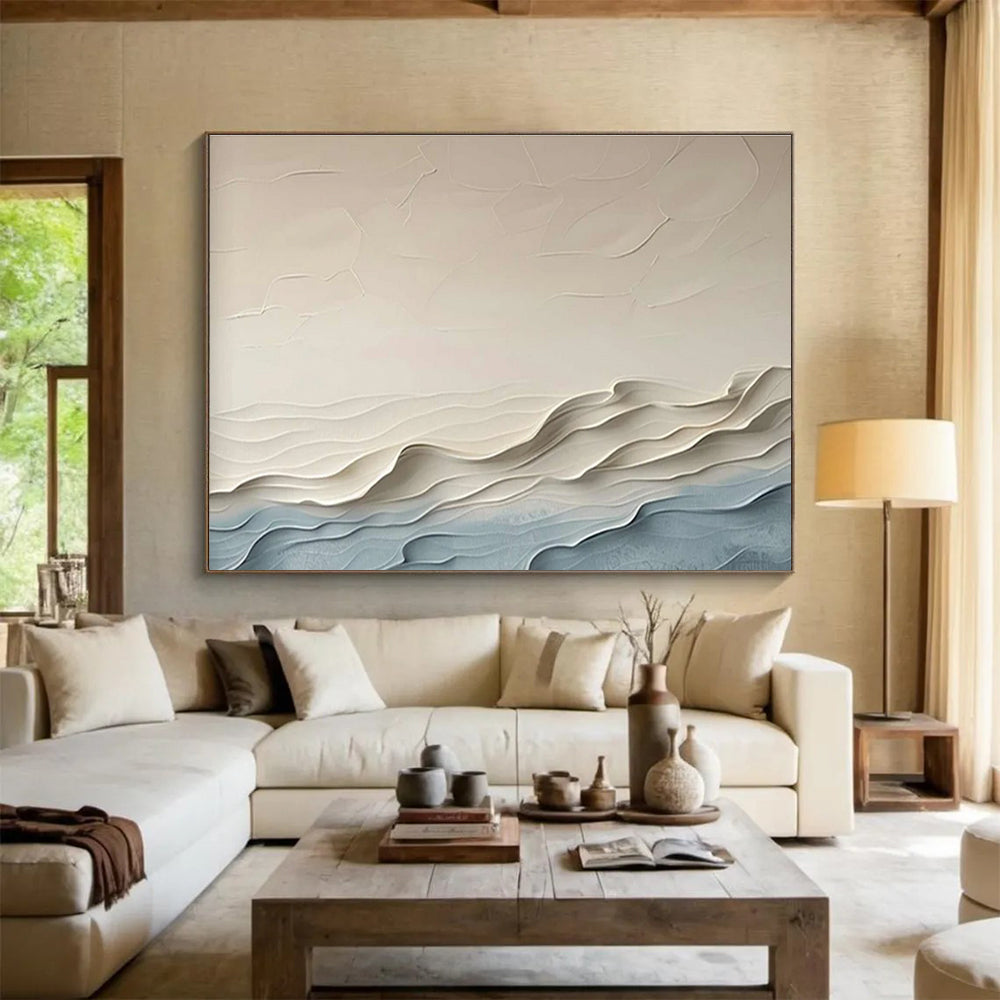 Minimalist Textured Abstract Painting with Neutral Shades THY253