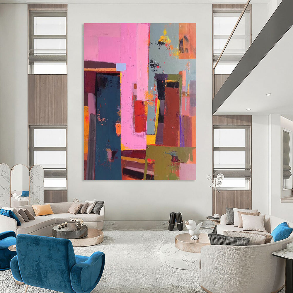Colorful Block - style Abstract Painting for Modern Spaces ADGE050