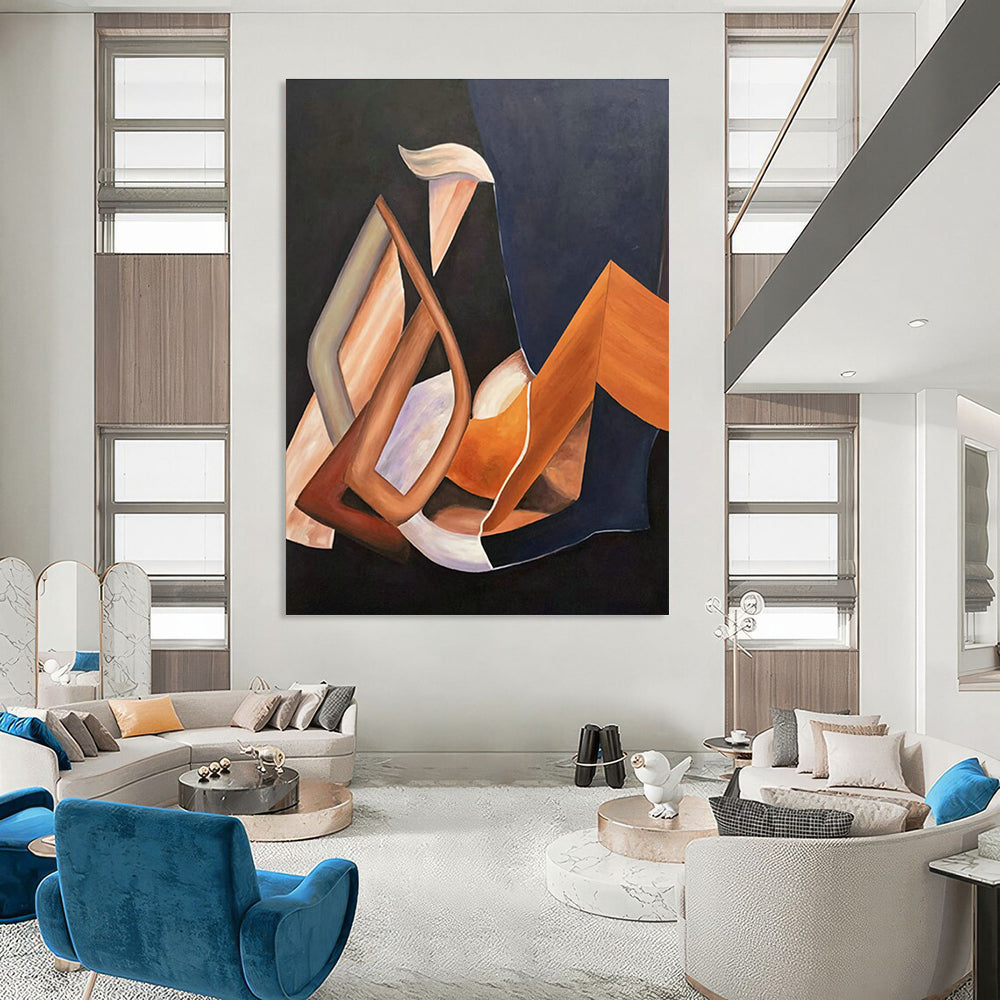 Abstract Hand - Painted Canvases for Living Room Coffee Table Coaster Holders & Dining Room Chair Armrest Caps DLZ0934