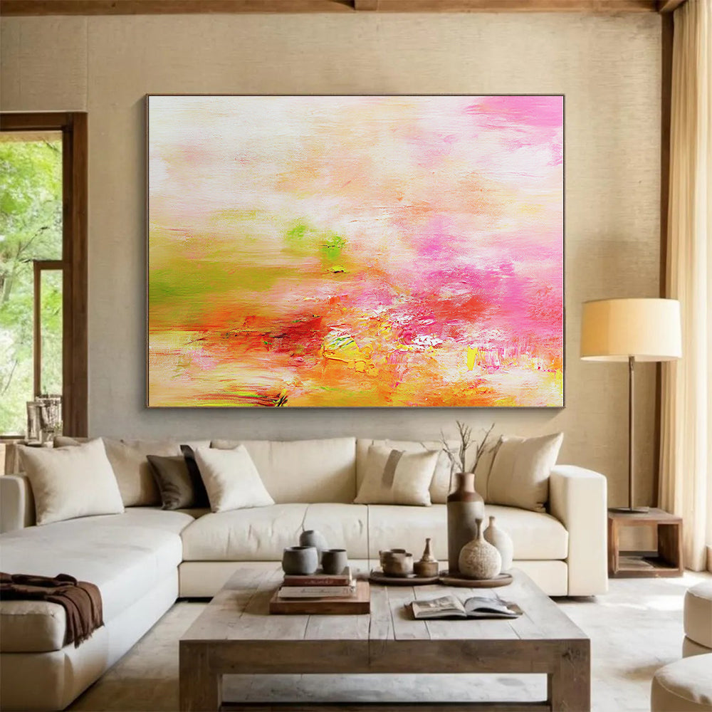 Pink Orange Abstract Painting with Gradient Effects GER704