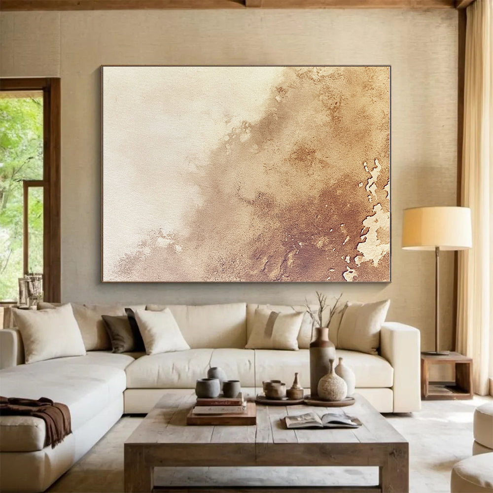 Brown and Beige Gradient Watercolor Abstract Painting with Soft Transitions GER005