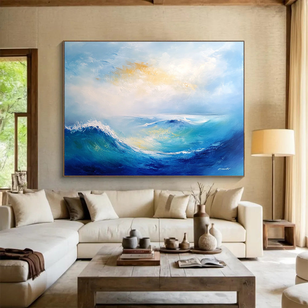 Blue Wave Abstract Painting with Light and Color DYP279