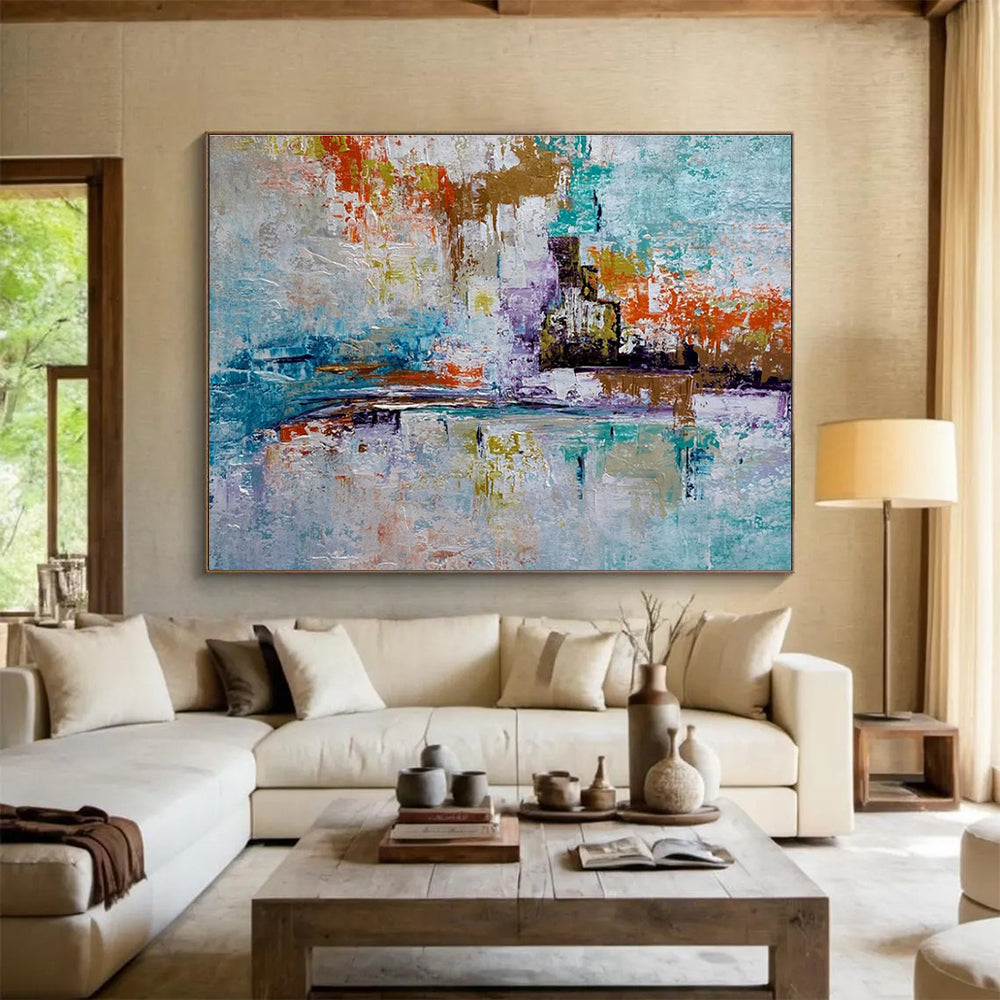 Colorful Cityscape Abstract Painting with Vibrant Urban Energy THY368