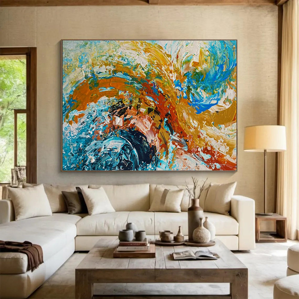 Color Burst Abstract Painting with Energetic Hues THY359