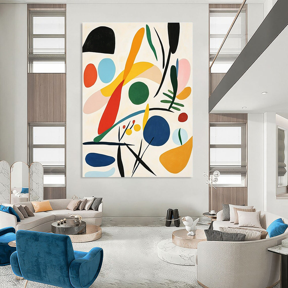 Vibrant abstract artwork featuring soft color blending and organic forms inspired by Matisse perfect for any modern decor.STSC1244
