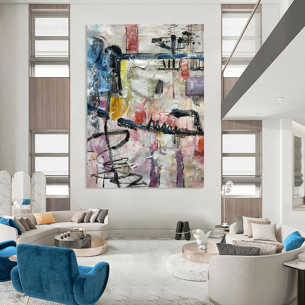 Extra-Large Handmade Abstract Painting for Dining Room & Entryway DLZ1301