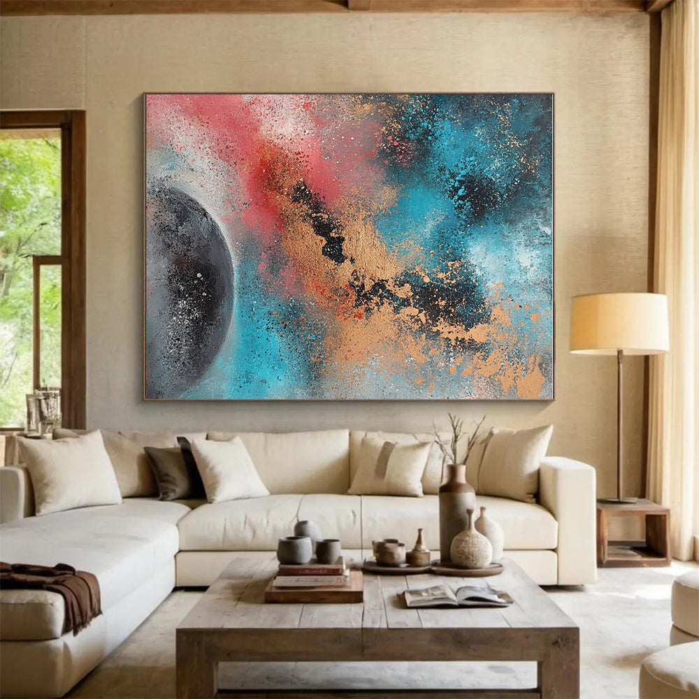 Cosmic Abstract with Blue Pink Gold and Black GER333