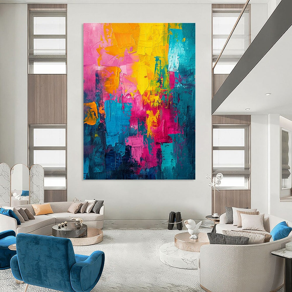 Large Customizable Hand-Painted Abstract Canvas for Bedroom Window Bay and Living Room Fireplace Surround DLZ1921