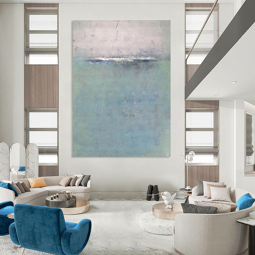 Gray and Blue Abstract Seascape - inspired Painting ADGE354