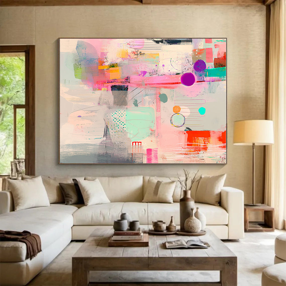 Vibrant Abstract Mosaic Painting with Eclectic Elements GER138