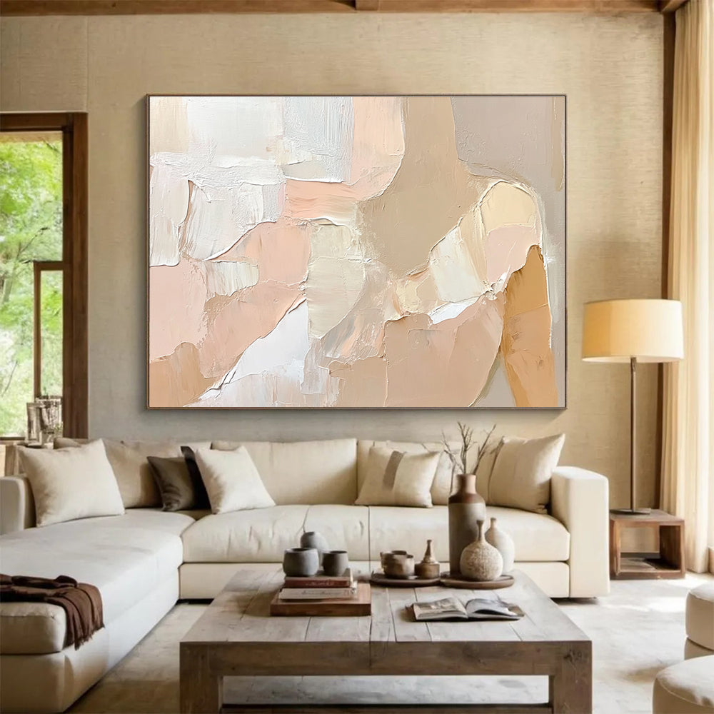 Beige Toned Abstract Figure Painting with Subtle Shading DYP262