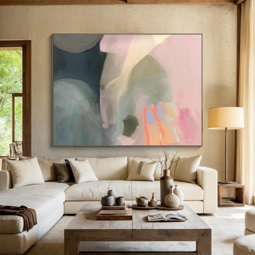 Soft Color Abstract Painting with Gentle, Dreamy Hues THY404
