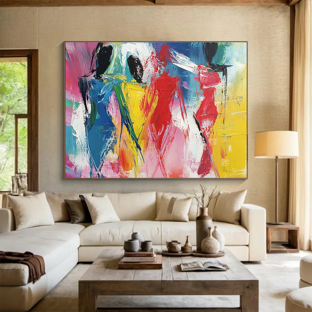 Large abstract painting featuring bold expressive brushstrokes and vibrant colors capturing the essence of expressionism and dynamic shapes.SC188