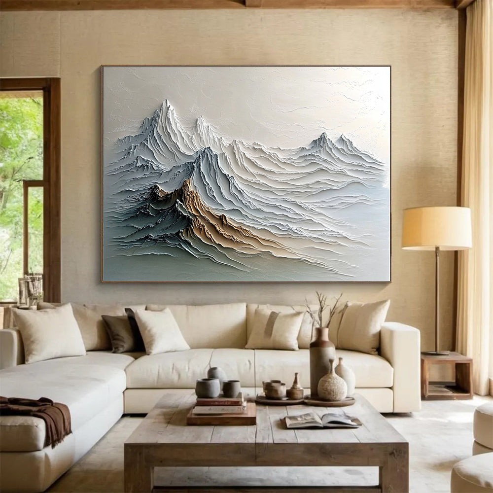 Textured Mountain Landscape Abstract Painting with Layered Colors DYP148