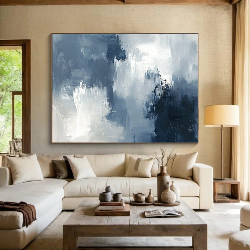 Grey and White Abstract Painting with Textured Surfaces DYP209