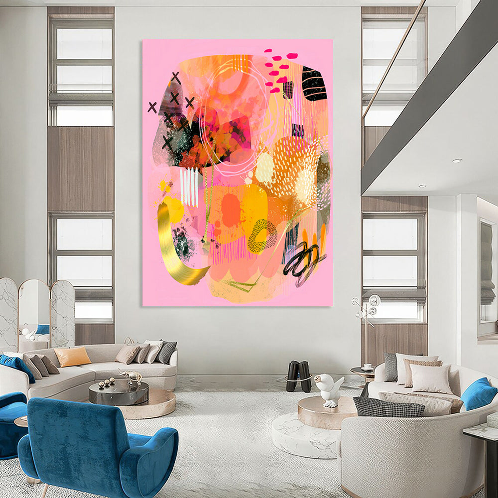 Large Hand - Painted Abstract Art for Hallway and Cottage Entryway DLZ0649