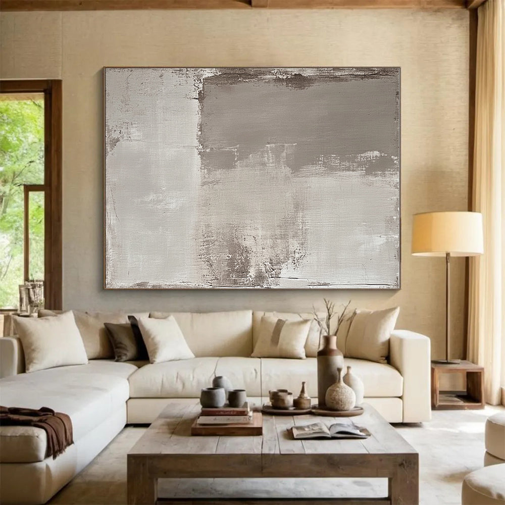 Gray Textured Abstract Painting with Muted Tones GER041