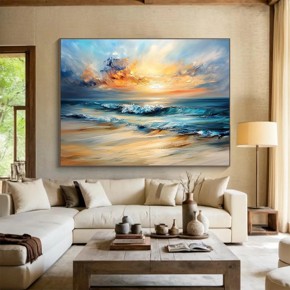 Sunset Beach Abstract - Realistic Impressionist Abstract Painting DYP007