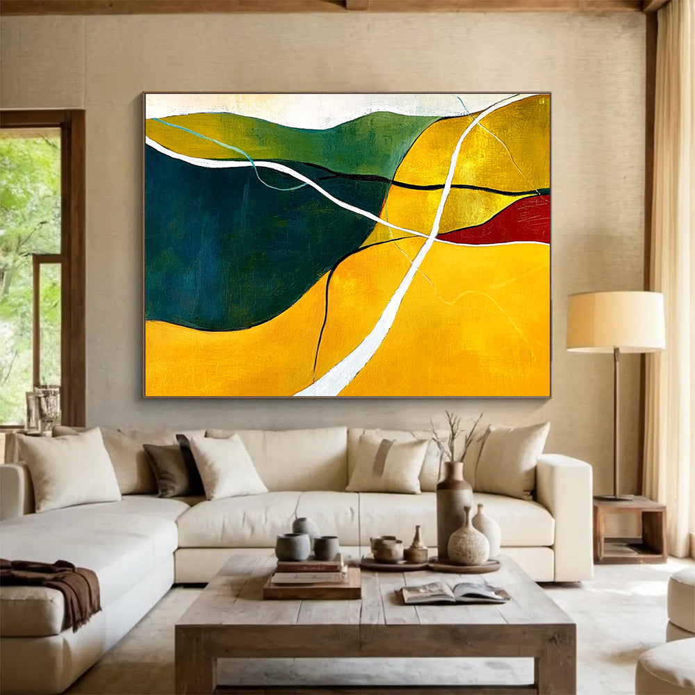 Colorful Landscape Abstract Painting with Rolling Hills Motif DYP427