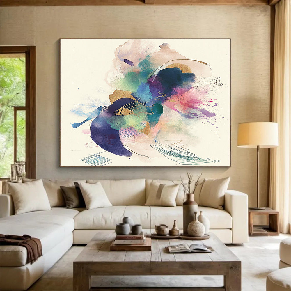 Colorful Ink - Splatter Abstract with Gold Accents GER276