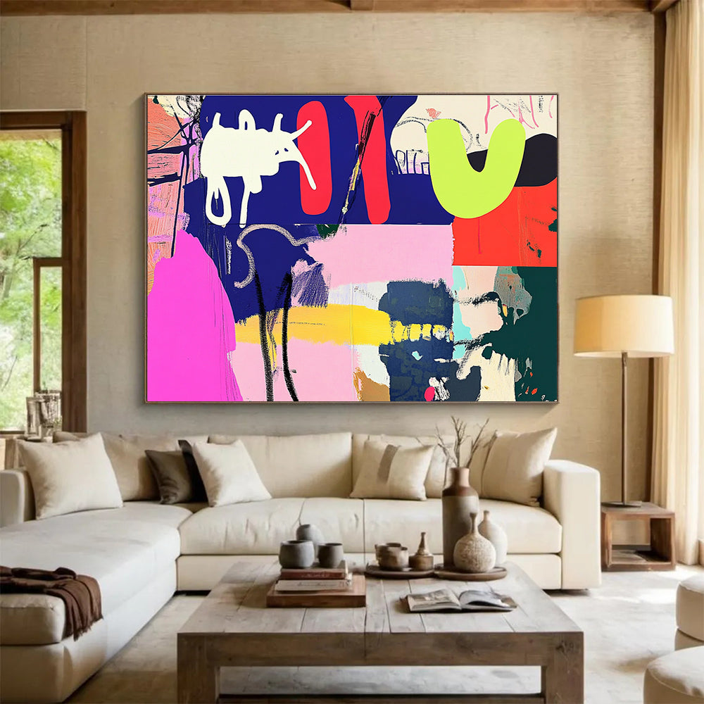 Colorful Abstract - Playful Shapes Collage Painting DYP047