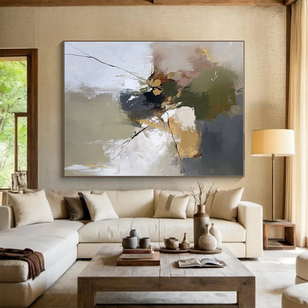 Earth Tone Abstract Painting with Textured Accents GER465