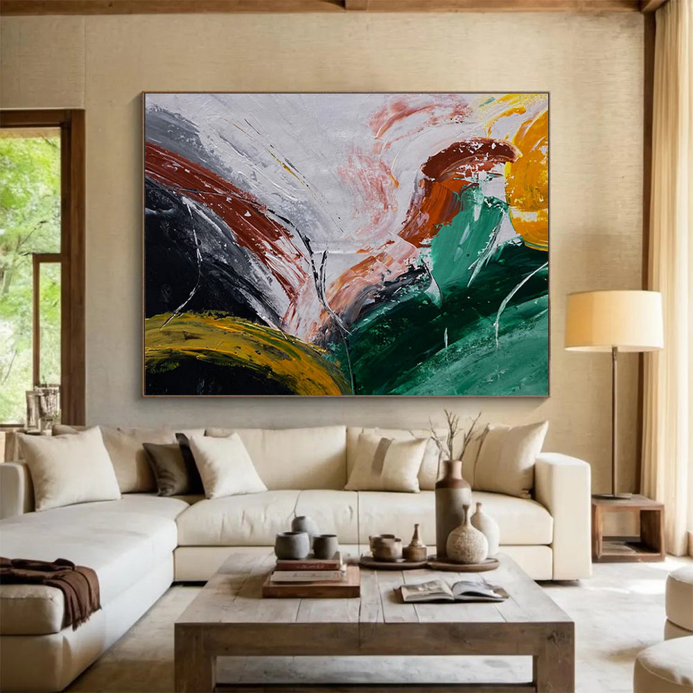 Colorful Swirl Abstract Painting with Dynamic Brushstrokes THY354
