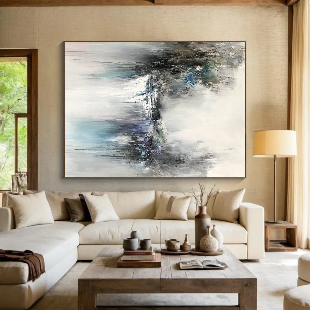 Waterfall Abstract Painting with Flowing Textures GER436