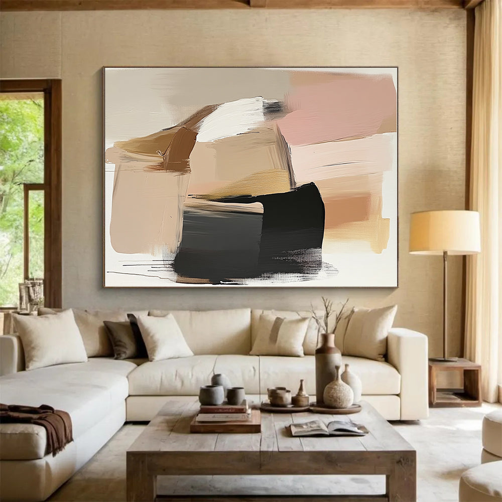 Neutral Tones Geometric Abstract Painting with Soft Color Blocks GER771
