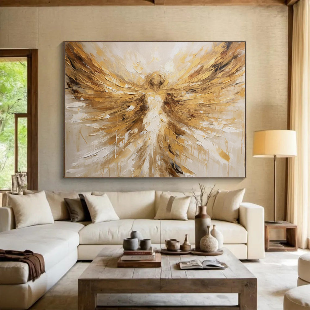 Golden and White Angel - themed Abstract Painting THY081