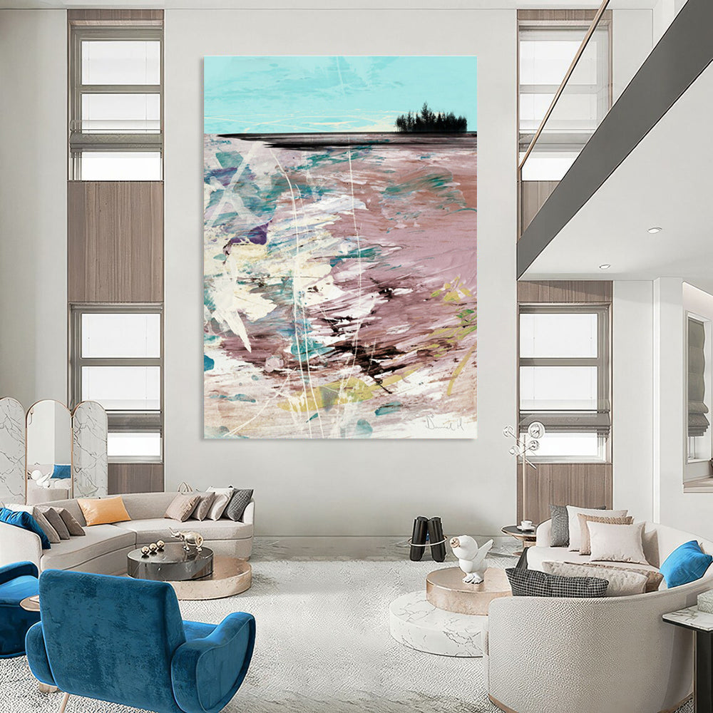Coastal Abstract in Pink with Soft Hues Painting ADGE198