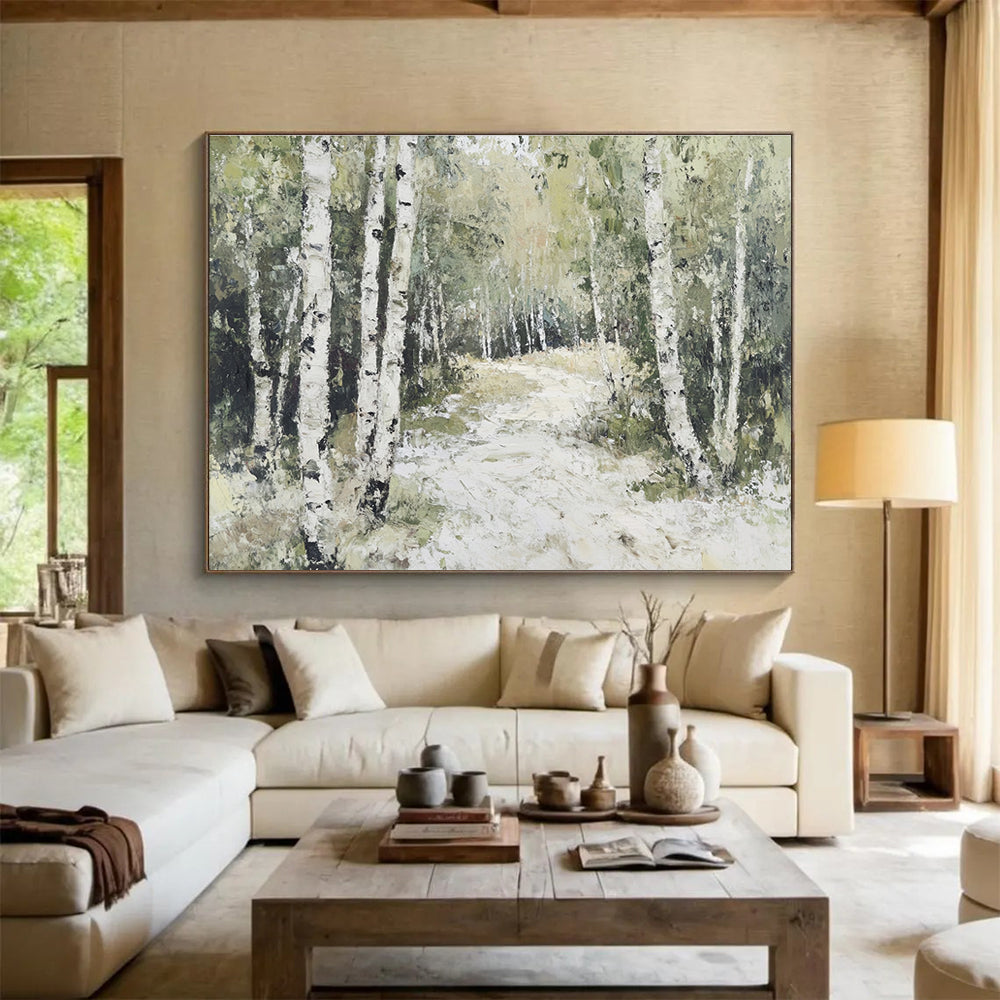 Birch Forest Path - Impressionist Landscape Painting DYP058