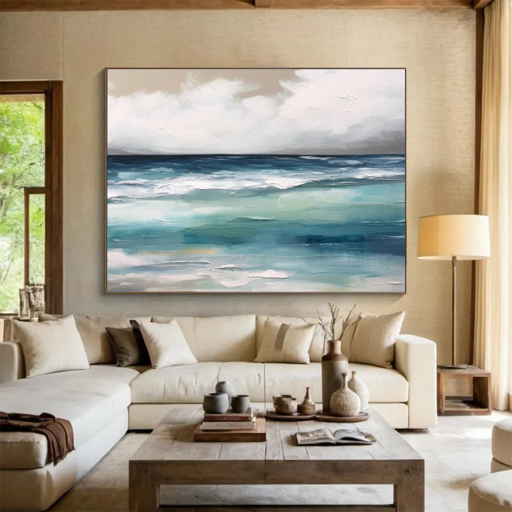 Blue Green Sea Sky Abstract Painting THY050