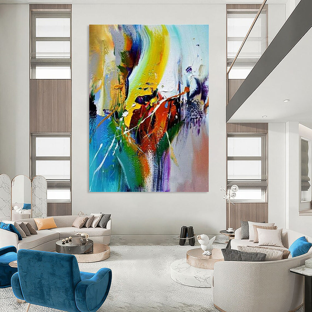 Colorful Dynamic Abstract Painting with Energetic Brushstrokes ADGE408