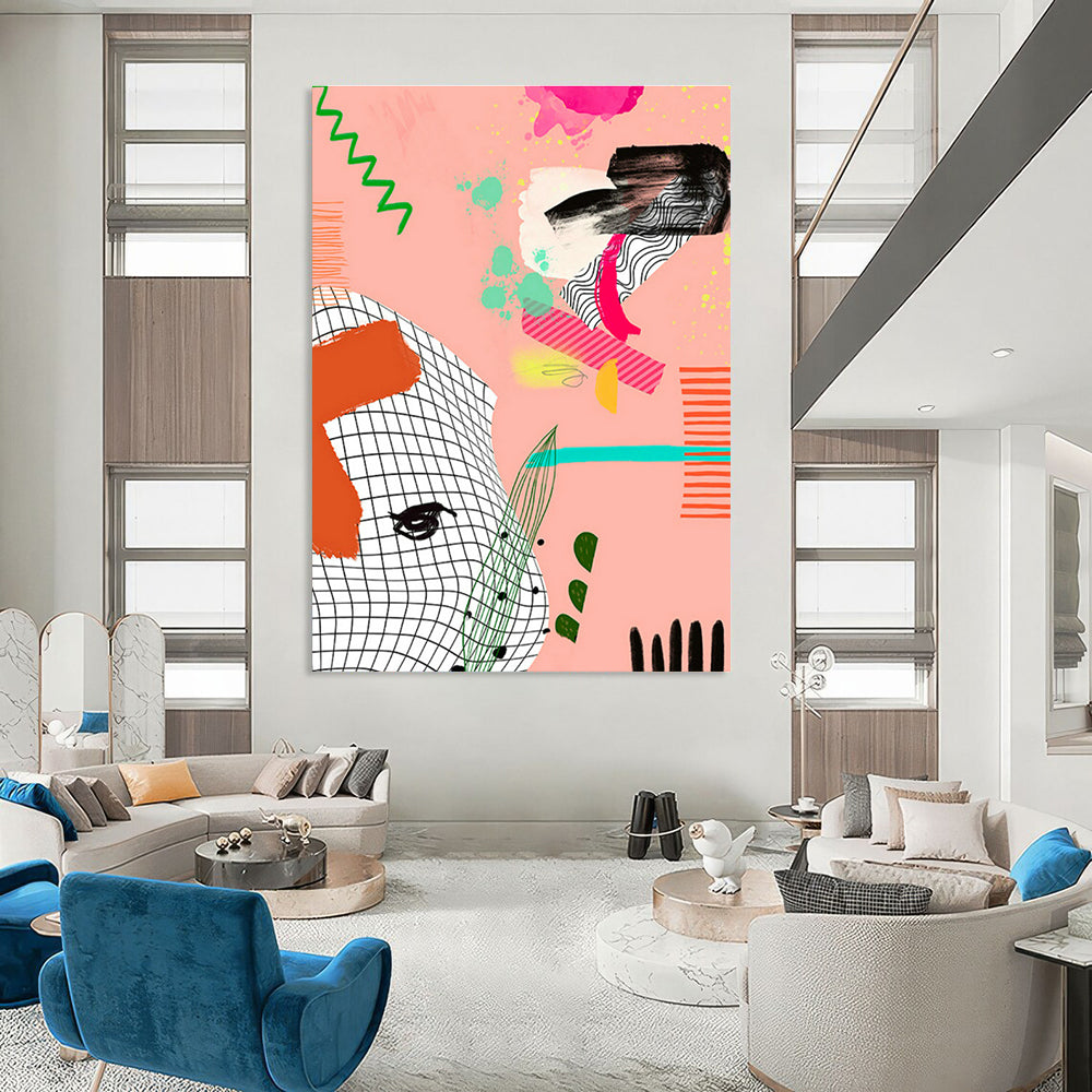 Oversized Abstract Hand - Painted Art for Entryway and Office DLZ0646
