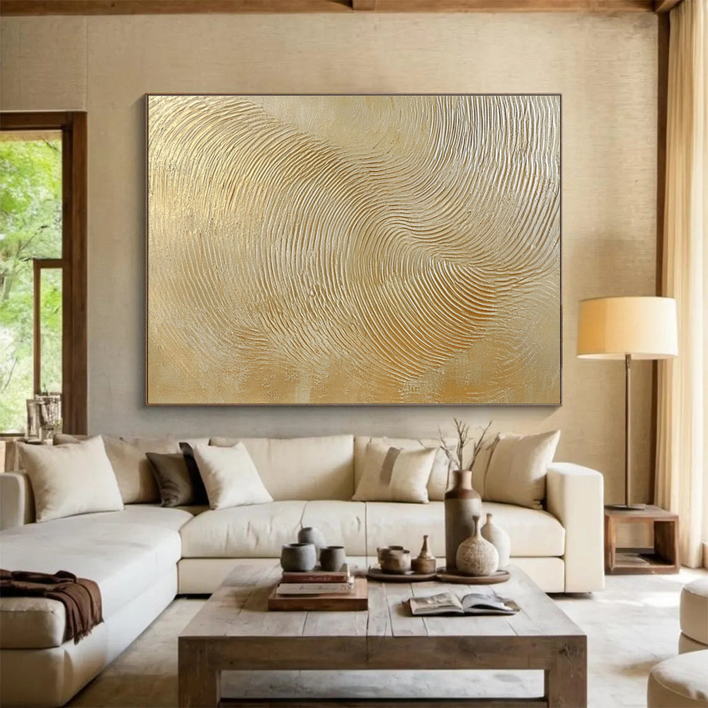 Golden Textured Wave Pattern Abstract Painting DYP150